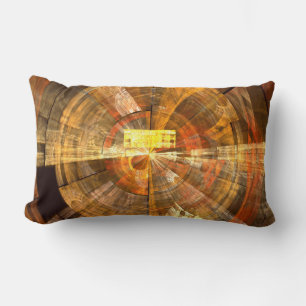Integrity Radial Abstract Art in Warm Gold Tones Lumbar Pillow
