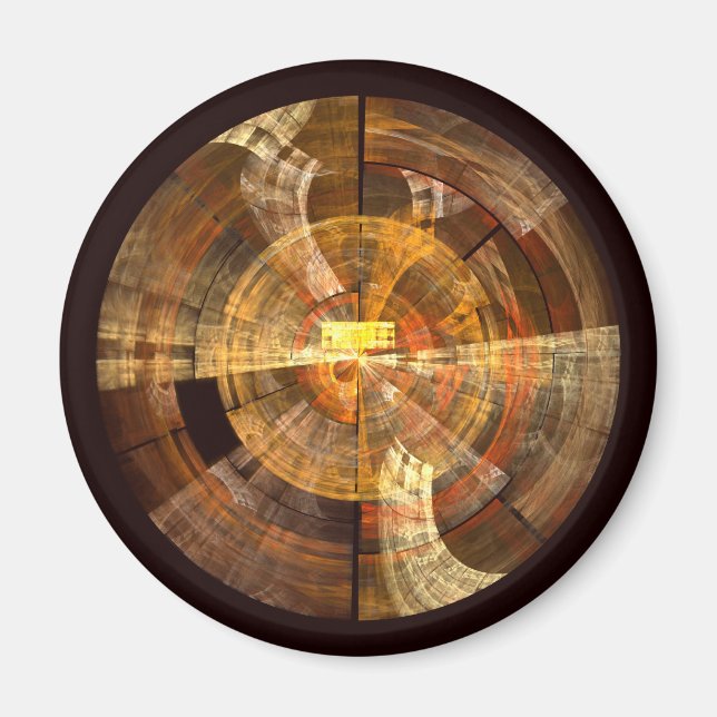 Integrity Radial Abstract Art in Warm Gold Tones Magnet (Front)