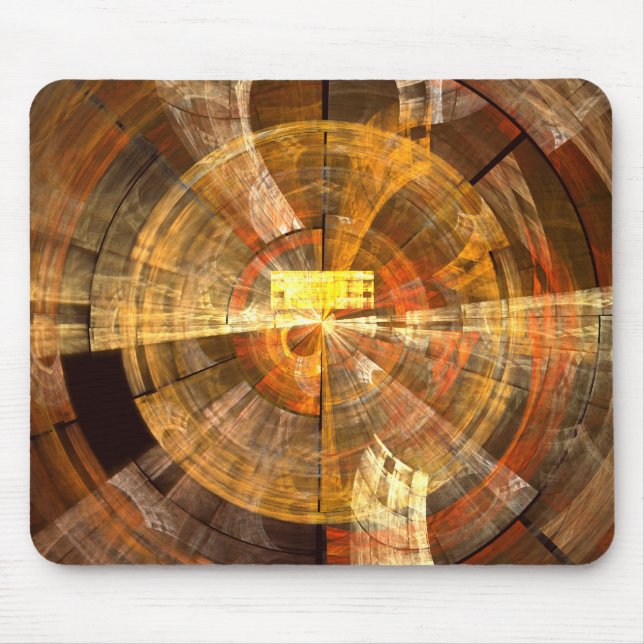 Integrity Radial Abstract Art in Warm Gold Tones Mouse Pad (Front)