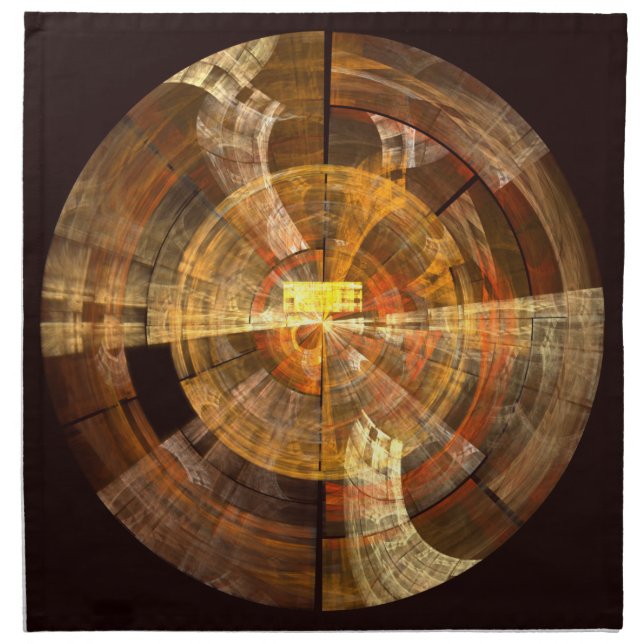 Integrity Radial Abstract Art in Warm Gold Tones Napkin (Front)