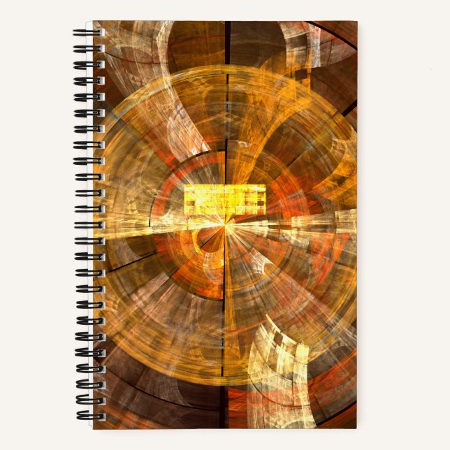Integrity Radial Abstract Art in Warm Gold Tones Notebook (Front)