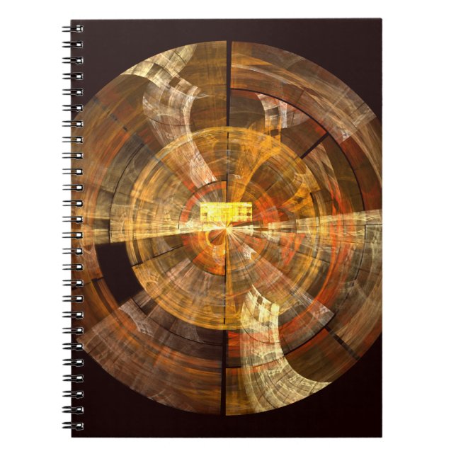 Integrity Radial Abstract Art in Warm Gold Tones Notebook (Front)