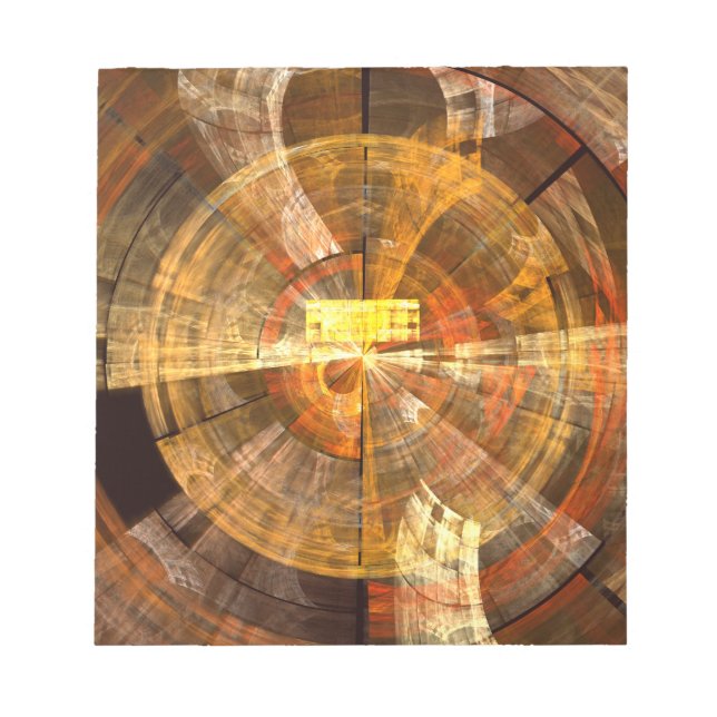 Integrity Radial Abstract Art in Warm Gold Tones Notepad (Front)