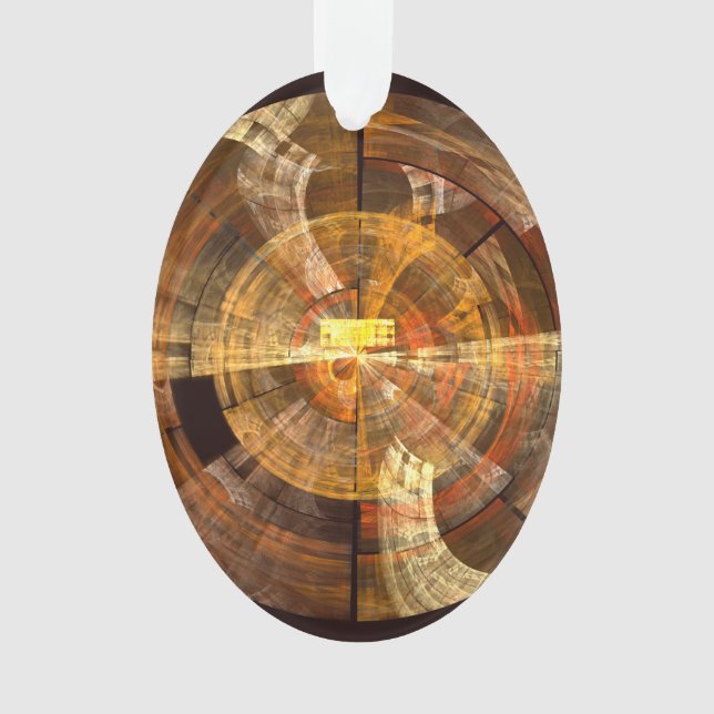 Integrity Radial Abstract Art in Warm Gold Tones Ornament (Front)