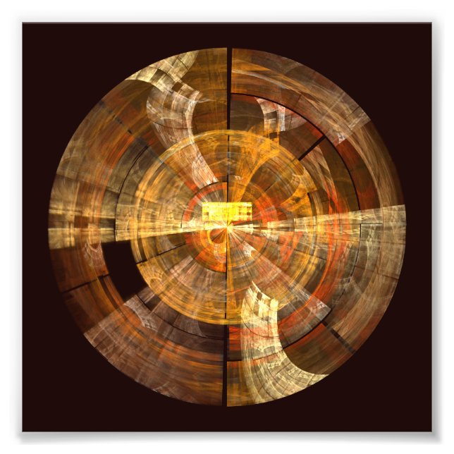 Integrity Radial Abstract Art in Warm Gold Tones Photo Print (Front)