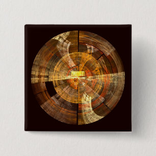 Integrity Radial Abstract Art in Warm Gold Tones Pinback Button