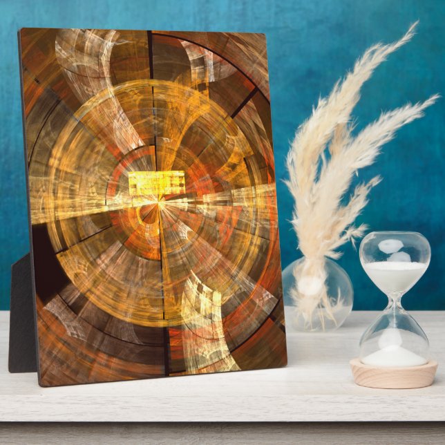 Integrity Radial Abstract Art in Warm Gold Tones Plaque (Side)
