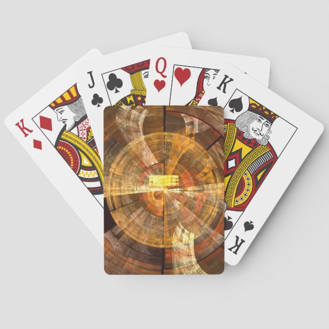 Integrity Radial Abstract Art in Warm Gold Tones Poker Cards (Back)
