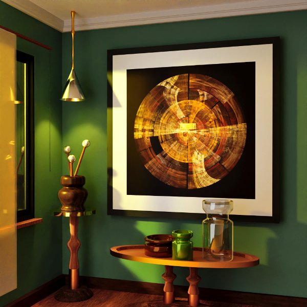 Integrity Radial Abstract Art in Warm Gold Tones