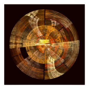 Integrity Radial Abstract Art in Warm Gold Tones Poster