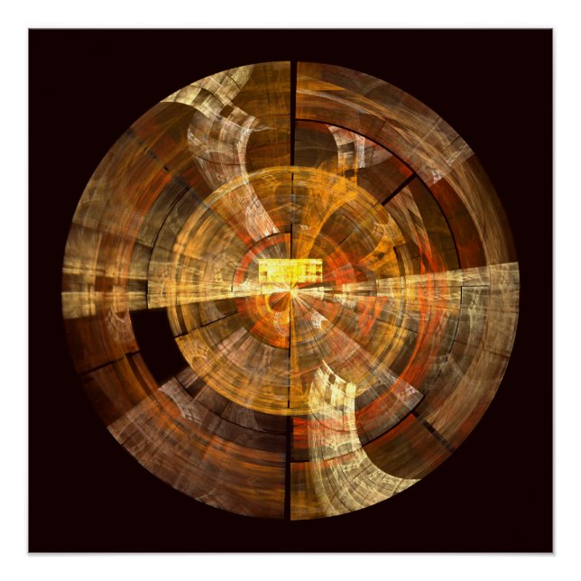 Integrity Radial Abstract Art in Warm Gold Tones Poster (Front)