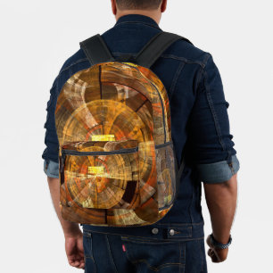 Integrity Radial Abstract Art in Warm Gold Tones Printed Backpack