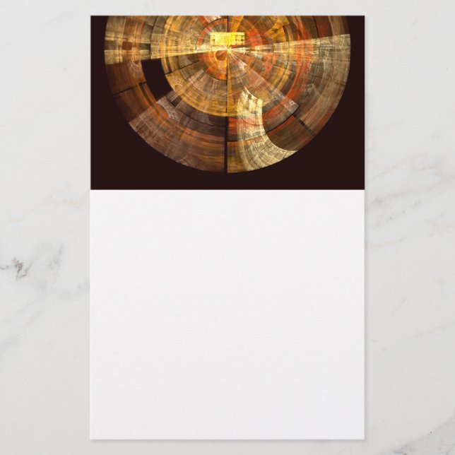 Integrity Radial Abstract Art in Warm Gold Tones Stationery (Front)
