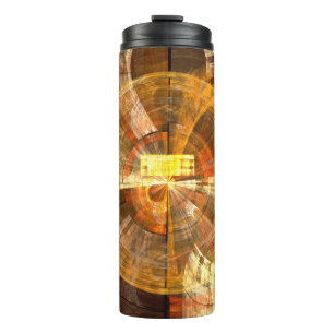 Integrity Radial Abstract Art in Warm Gold Tones Thermal Tumbler