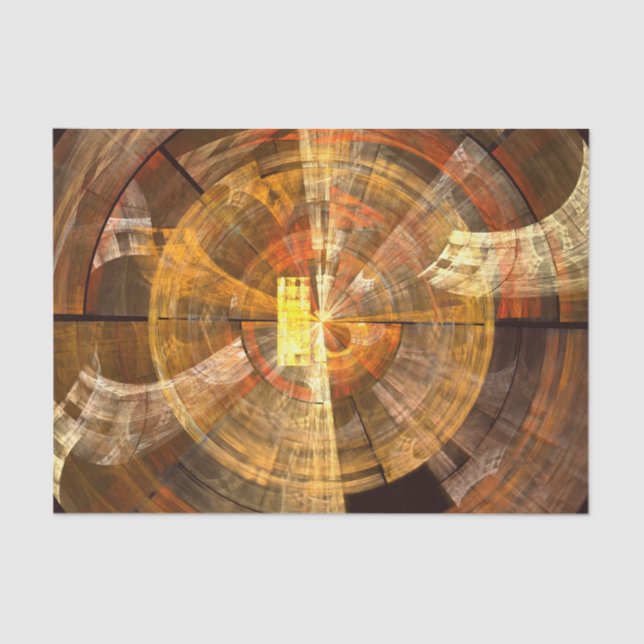 Integrity Radial Abstract Art in Warm Gold Tones Tissue Paper (Front)