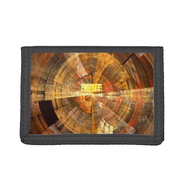 Integrity Radial Abstract Art in Warm Gold Tones Tri-fold Wallet (Front)