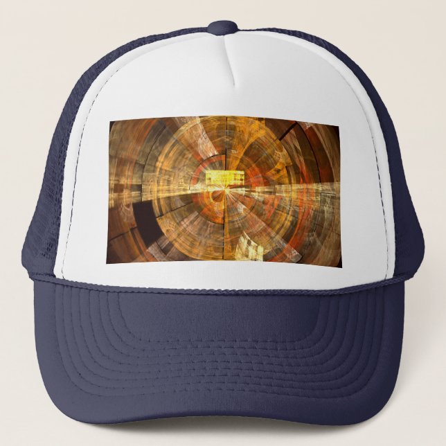 Integrity Radial Abstract Art in Warm Gold Tones Trucker Hat (Front)