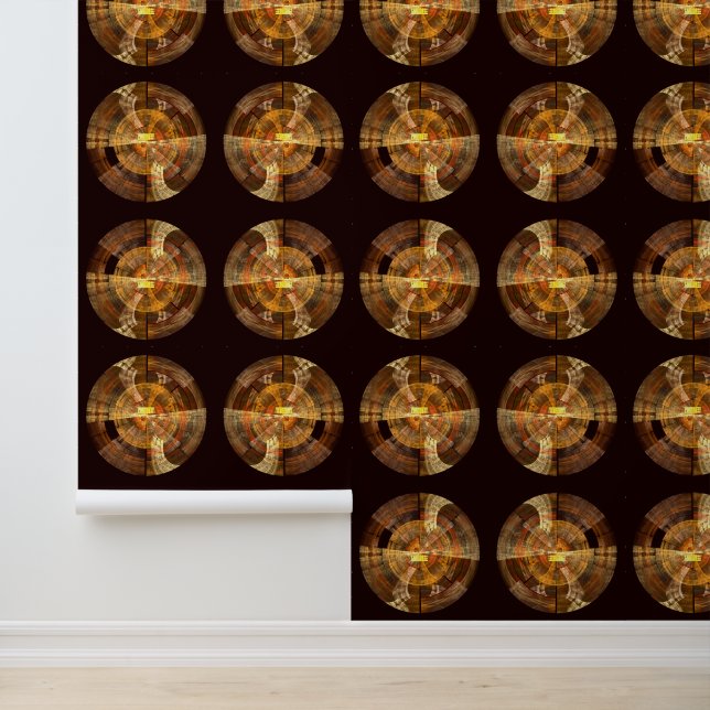 Integrity Radial Abstract Art in Warm Gold Tones Wallpaper (Application)