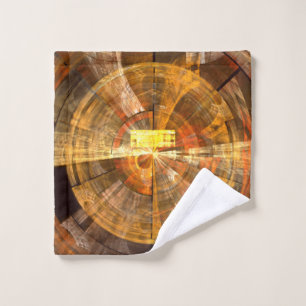 Integrity Radial Abstract Art in Warm Gold Tones Wash Cloth