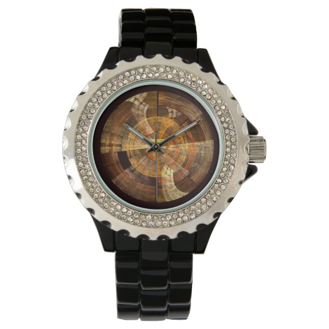 Integrity Radial Abstract Art in Warm Gold Tones Watch (Front)