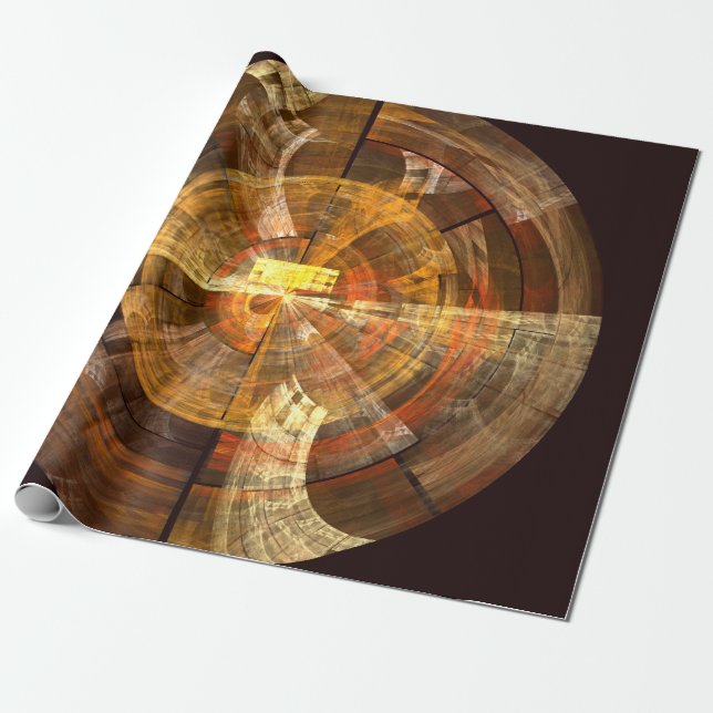Integrity Radial Abstract Art in Warm Gold Tones Wrapping Paper (Unrolled)