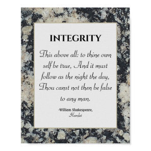 Integrity Shakespeare Quote Values Honor Granite Poster