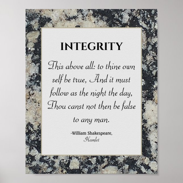 Integrity Shakespeare Quote Values Honor Granite Poster (Front)