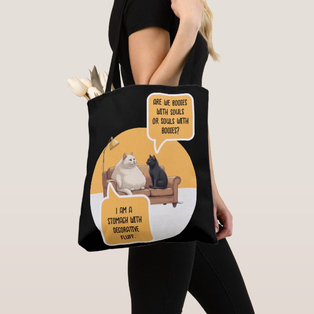 Intellectual Humor Cat Philosophy Funny Quote Tote Bag (Close Up)
