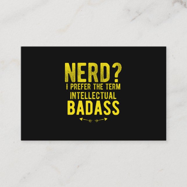 Intellectual nerd badass funny quotes yellow business card (Front)