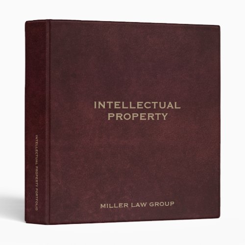 Intellectual Property Binder Oxblood Leather Print