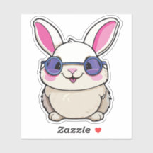 Intellectual Rabbit Sticker with Glasses