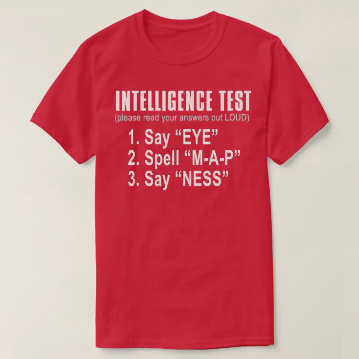 Intelligence Test Say Eye M A P Ness funny dad jok T-Shirt | Zazzle
