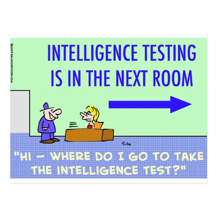 intelligence testing next room postcard