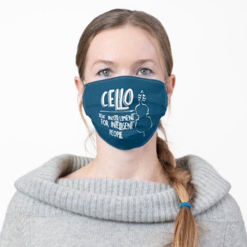 Intelligent Cellist Line Drawing Adult Cloth Face Mask