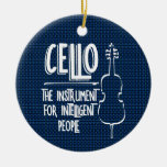 Intelligent Cellist Line Drawing Ceramic Ornament