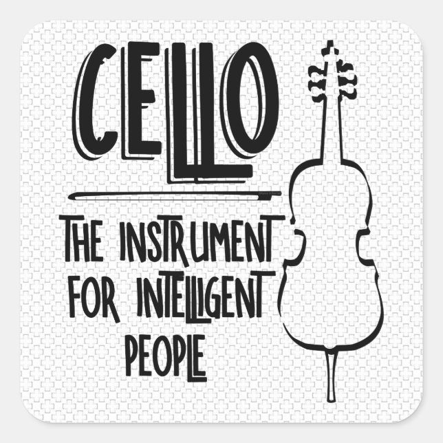 Intelligent Cellist Line Drawing Square Sticker (Front)