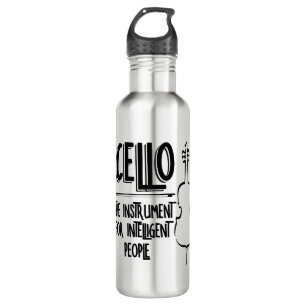 Intelligent Cellist Line Drawing Stainless Steel Water Bottle