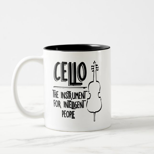 Intelligent Cellist Line Drawing Two-Tone Coffee Mug (Left)