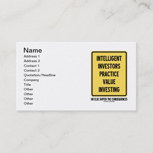 Intelligent Investors Practice Value Investing Business Card Templates