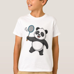 Intelligent Panda Playing Badminton Funny Humorous T-Shirt