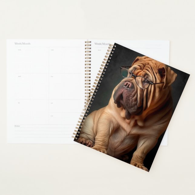 Intelligent Shar Pei Dog with Book Design Planner (Display)