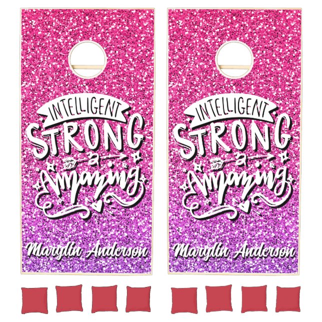 INTELLIGENT STRONG AND AMAZING CUSTOM GLITTER CORNHOLE SET (Set)