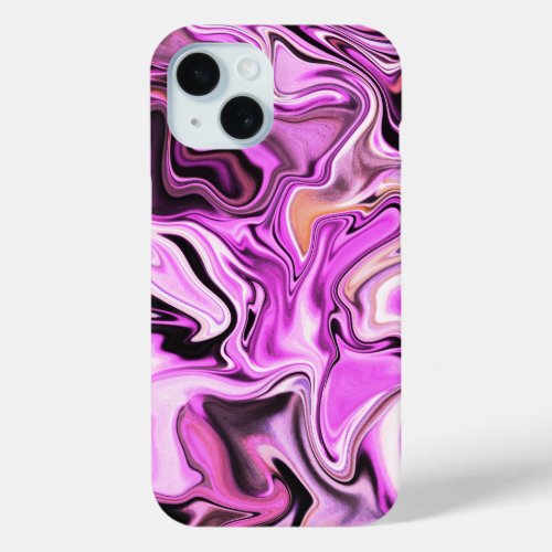 Intense Abstract Pink Purple Marble Phone 15 Case