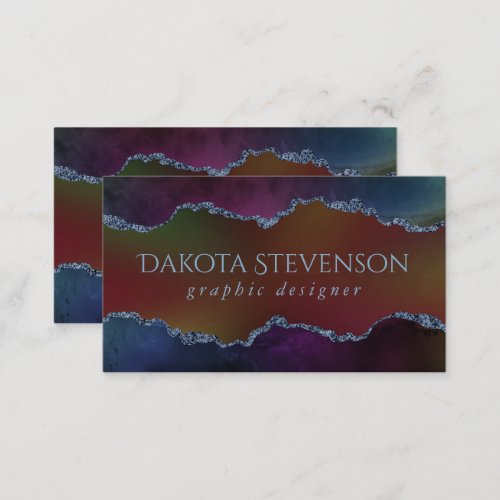 Intense Agate  Dark Moody Rainbow Jewel Tone Business Card