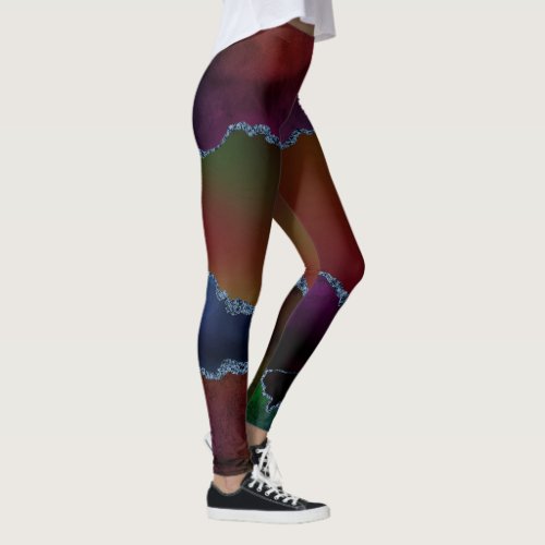 Intense Agate  Dark Moody Rainbow Jewel Tone Leggings