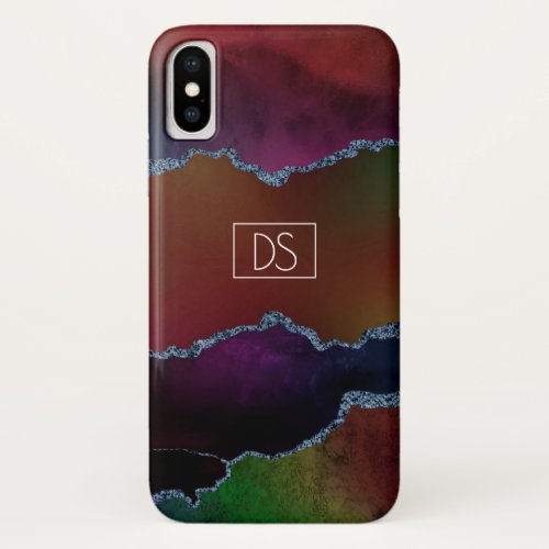 Intense Agate  Dark Moody Rainbow Monogram iPhone X Case