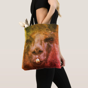 Intense Black Llama Face Art Close Up Tote Bag
