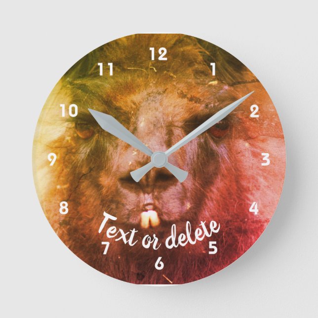 Intense Black Llama Face Close Up Abstract  Round Clock (Front)