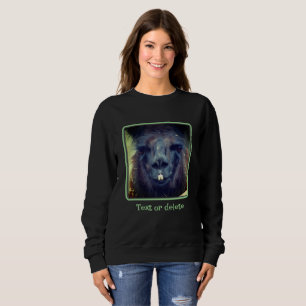 Intense Black Llama Face Close Up Personalized Sweatshirt