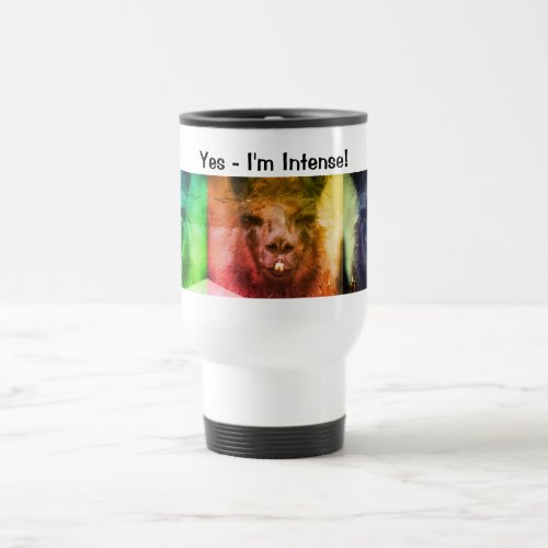 Intense Black Llama Funny Animal  Travel Mug